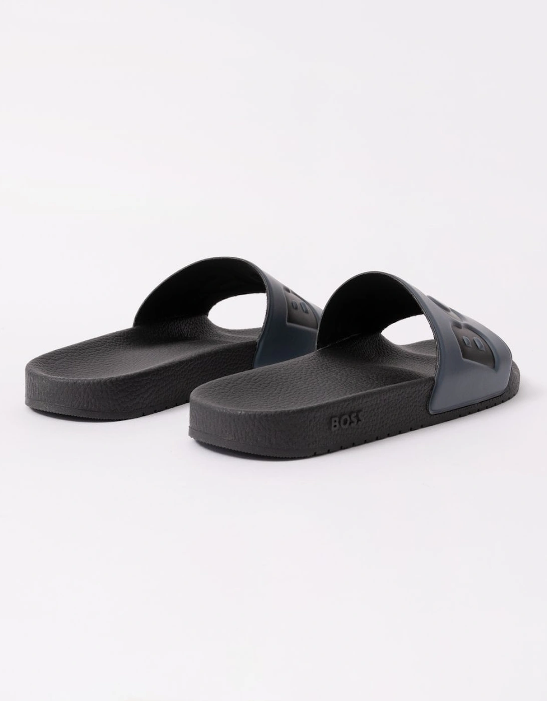 BOSS Orange Aryeh Mens Italian-Made Slides With Large Logo Detail - Medium Grey 036