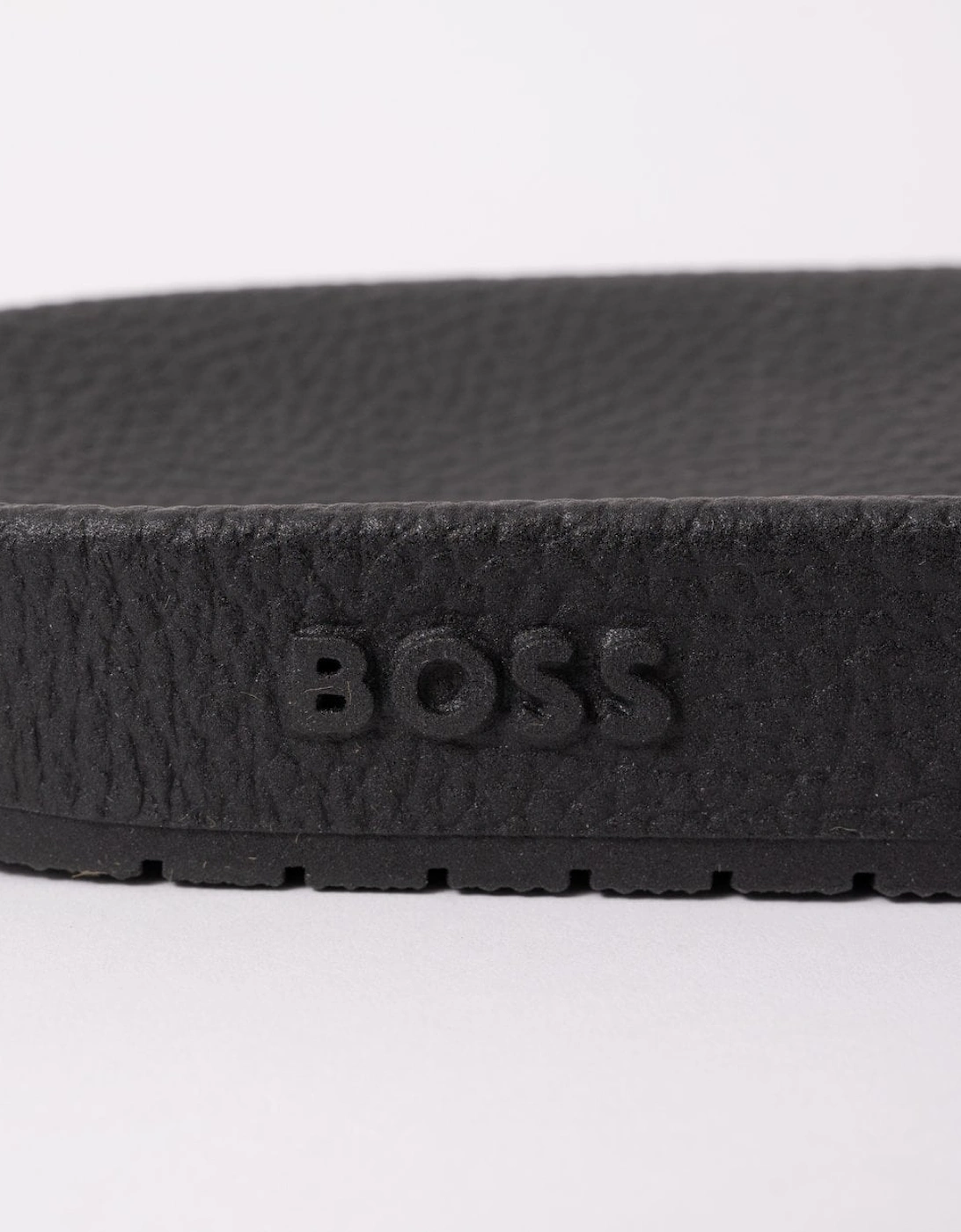 BOSS Orange Aryeh Mens Italian-Made Slides With Large Logo Detail - Medium Grey 036