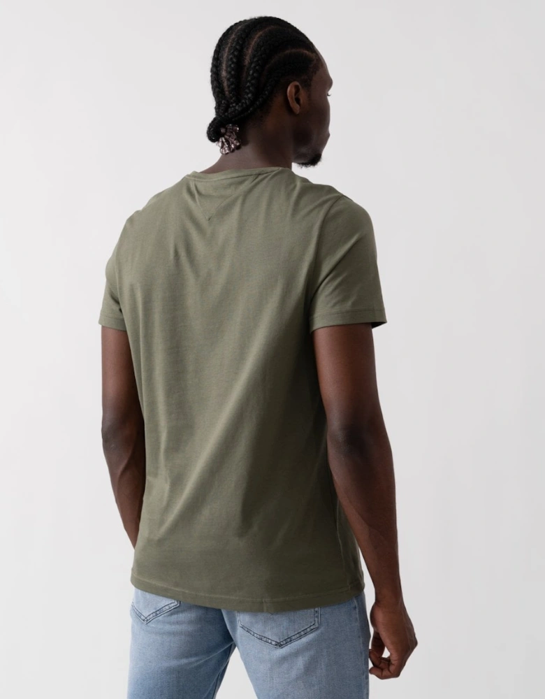 Tommy Logo Basic Mens T-Shirt - Battle Green
