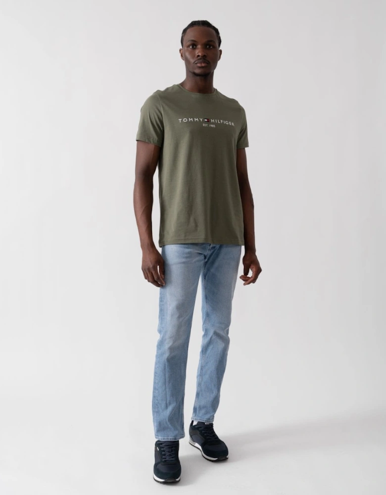 Tommy Logo Basic Mens T-Shirt - Battle Green