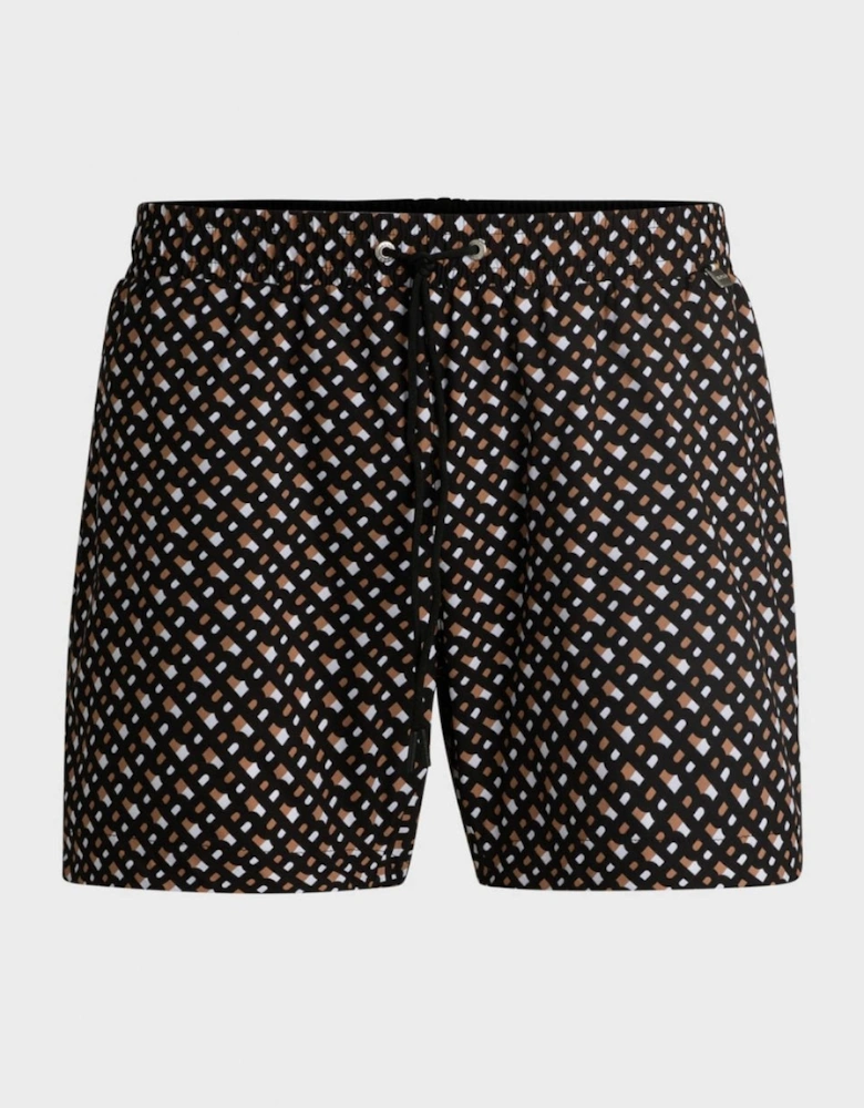 BOSS Orange Manu Mens Fully Lined Quick-Dry Swim Shorts with Monogram Print