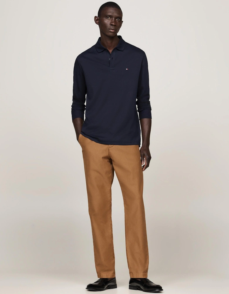 Liquid Cotton Mens Long Sleeve Polo - Desert Sky