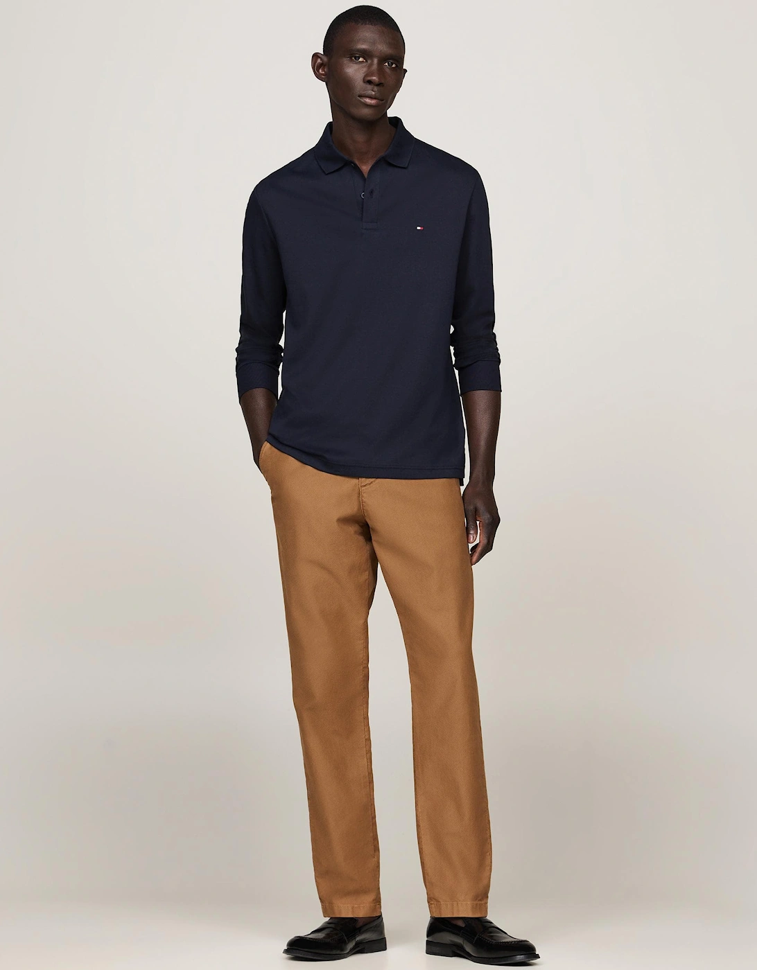 Liquid Cotton Mens Long Sleeve Polo - Desert Sky