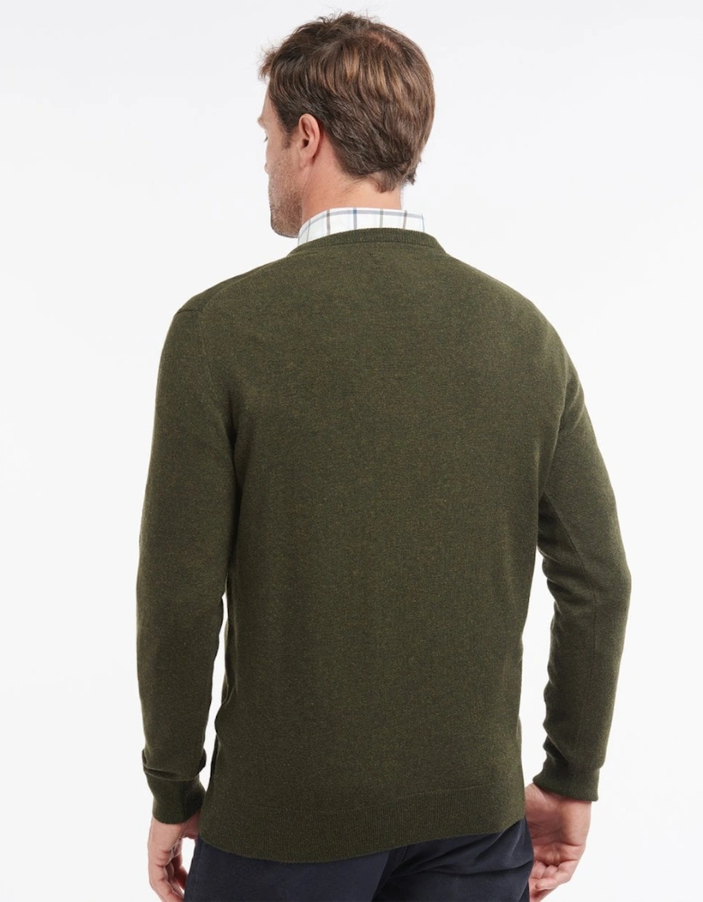 Essential Lambswool Mens V-Neck Jumper - Seaweed