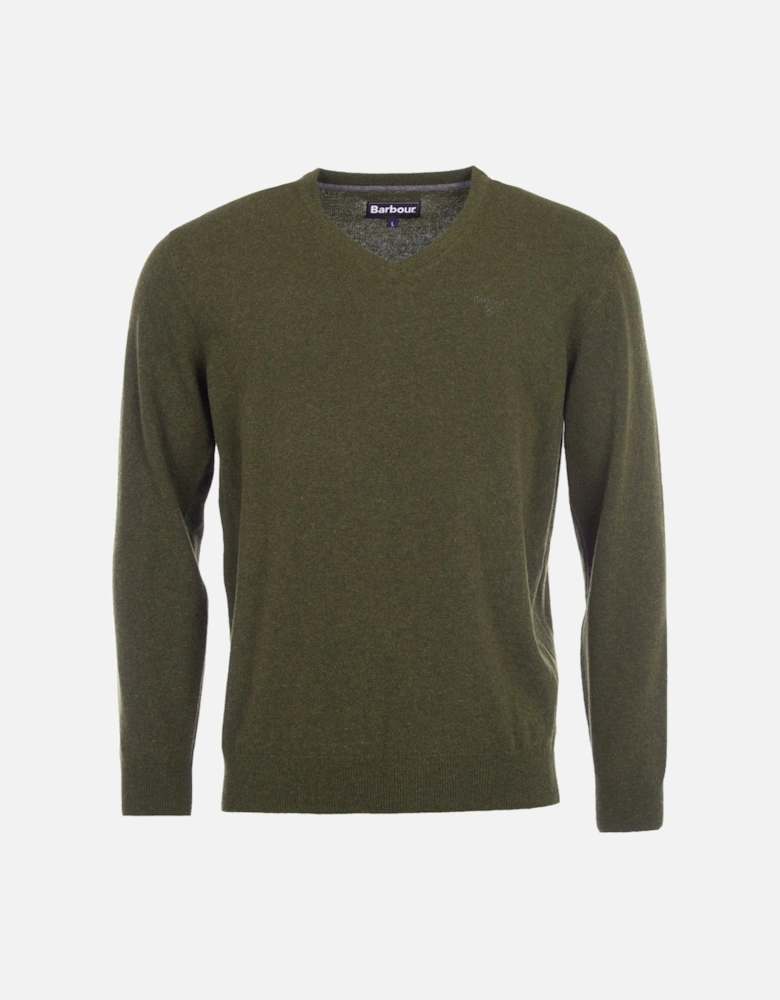 Essential Lambswool Mens V-Neck Jumper - Seaweed