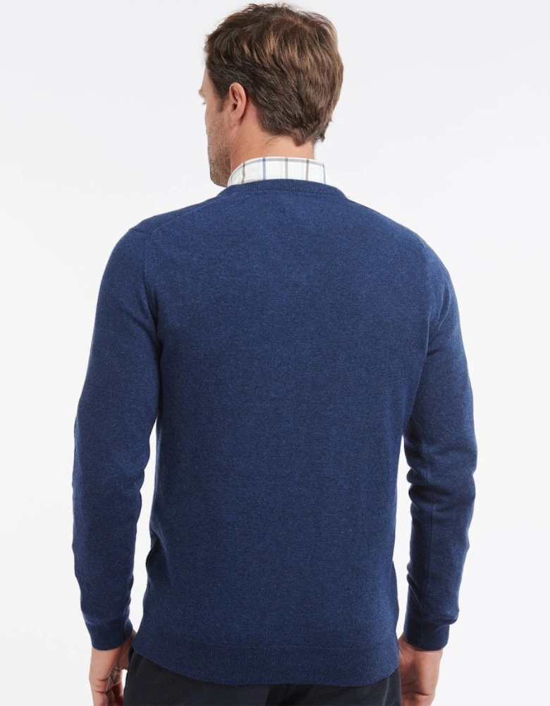 Essential Lambswool Mens V-Neck Jumper - Deep Blue