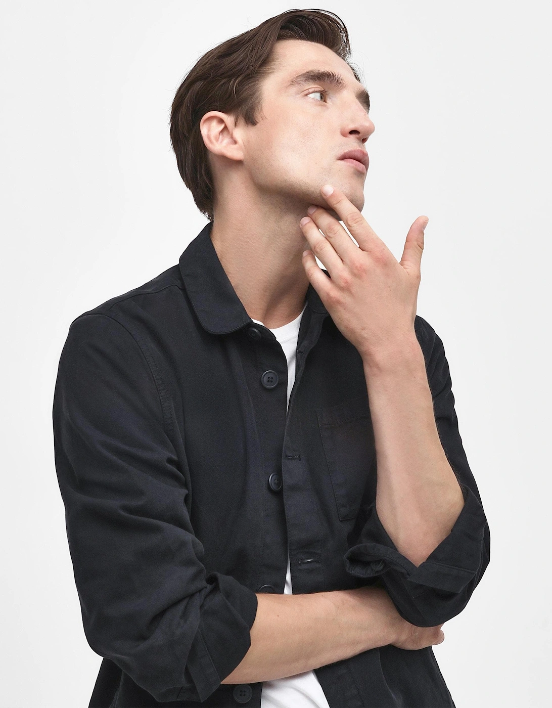 Washed Mens Overshirt - Navy