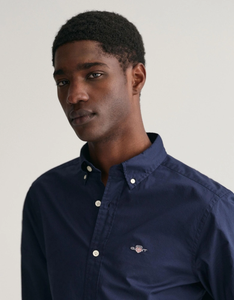 Mens Slim Fit Long Sleeve Poplin Shirt