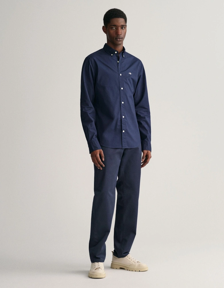 Mens Slim Fit Long Sleeve Poplin Shirt