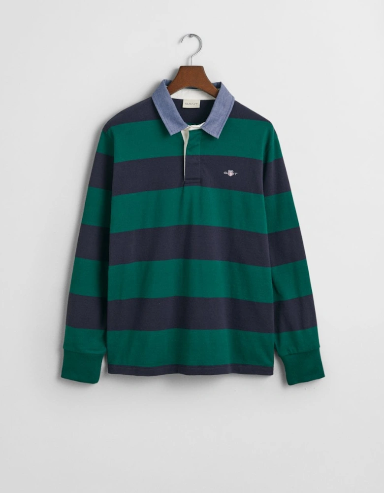 Mens Regular Fit Chambray Stripe Heavy Rugger - 373 Deep Forest Green