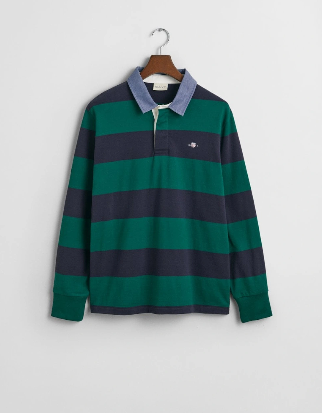 Mens Regular Fit Chambray Stripe Heavy Rugger - 373 Deep Forest Green