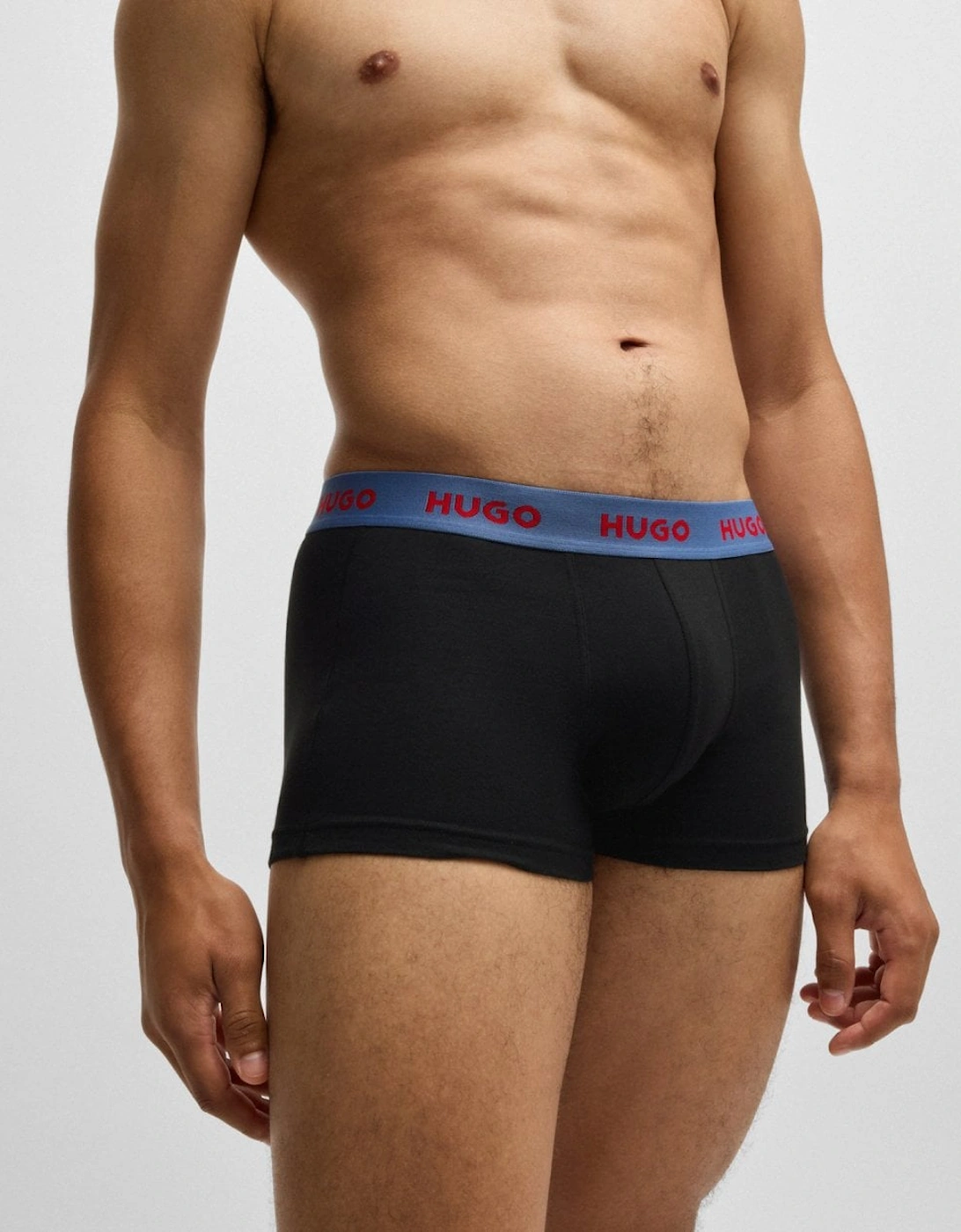 HUGO 3-Pack Mens Trunks with Coloured Waistbands