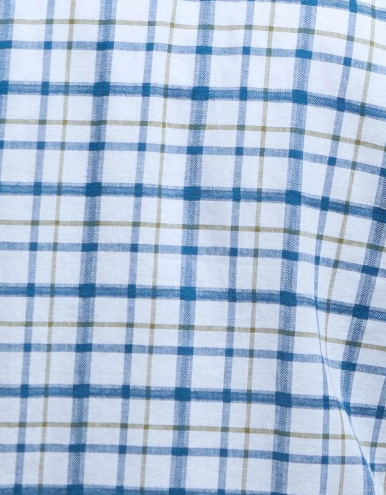 Glover Mens Short Sleeve Linen Blend Check Shirt
