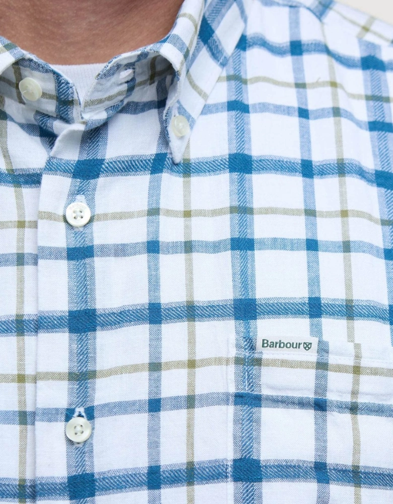 Glover Mens Short Sleeve Linen Blend Check Shirt