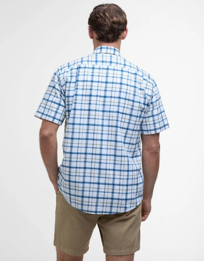 Glover Mens Short Sleeve Linen Blend Check Shirt