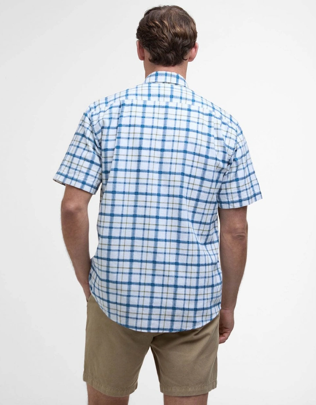 Glover Mens Short Sleeve Linen Blend Check Shirt