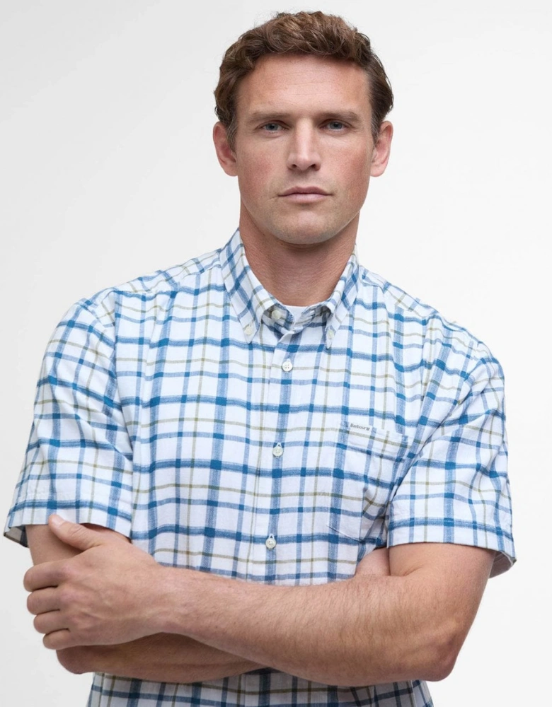 Glover Mens Short Sleeve Linen Blend Check Shirt