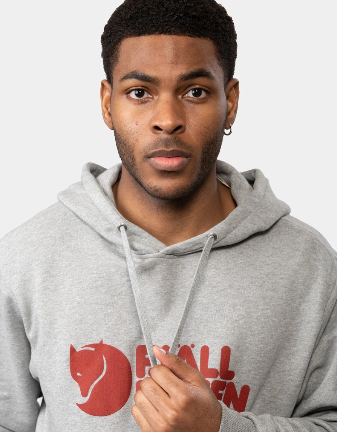 Fjallraven Logo Mens Hoodie - Grey-Melange 020-999