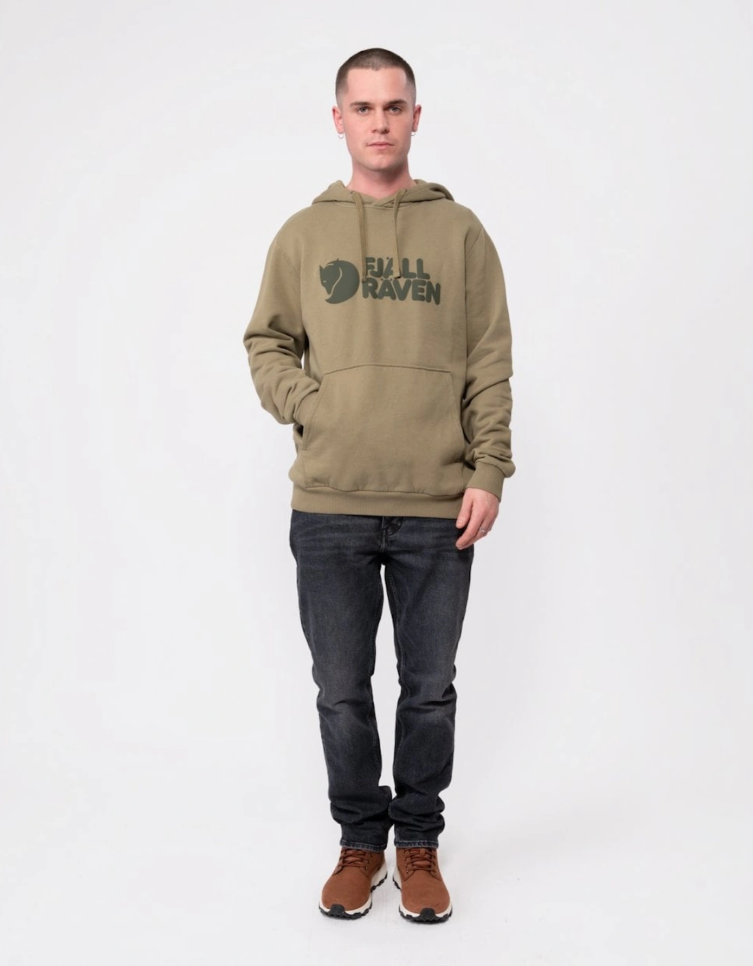 Fjallraven Logo Mens Hoodie - Light Olive 622