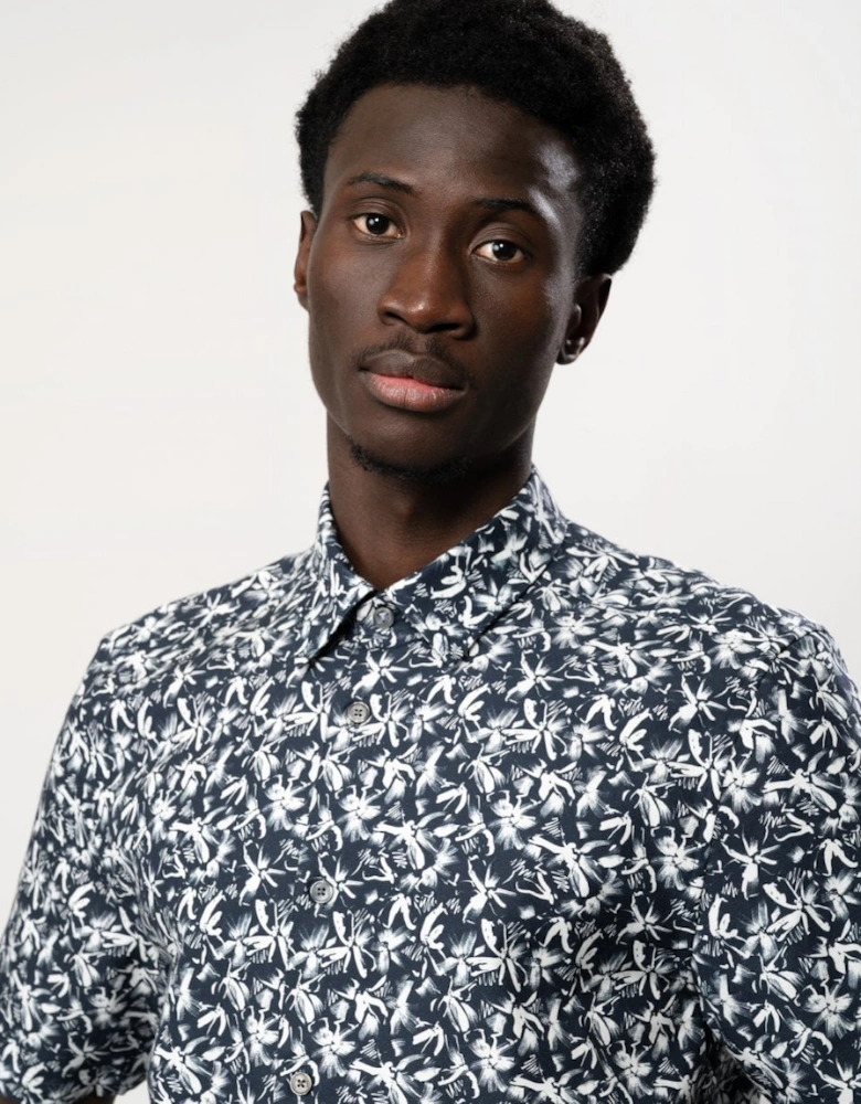 Tavaro Mens Short Sleeve Abstract Floral Print Shirt