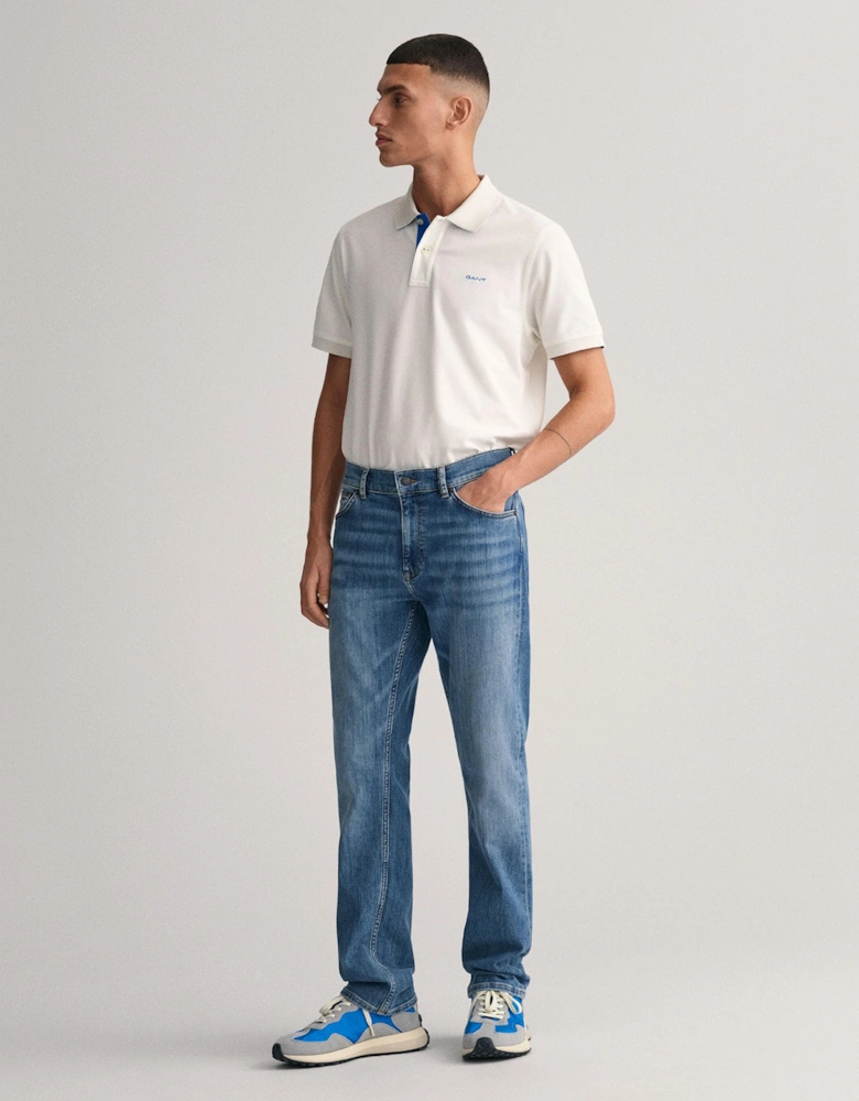 GANT Regular Fit Short Sleeve Contrast Pique Rugger - 113 Eggshell