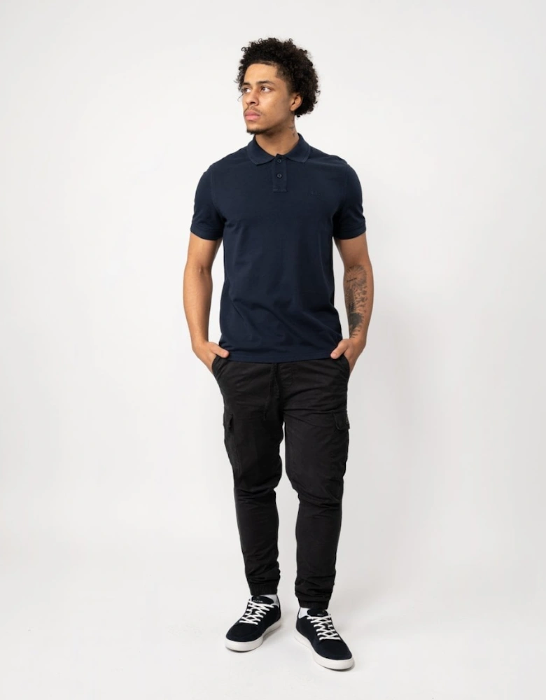 BOSS Orange Prime Mens Cotton-Piqué Polo Shirt with Logo Print NOS - Dark Blue 404