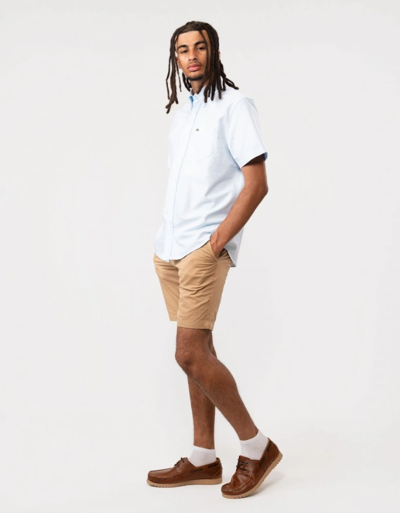 Mens Casual Short Sleeve Woven Shirt