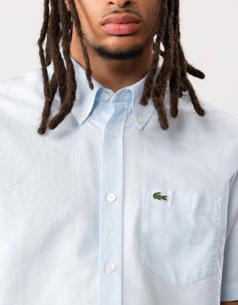 Mens Casual Short Sleeve Woven Shirt