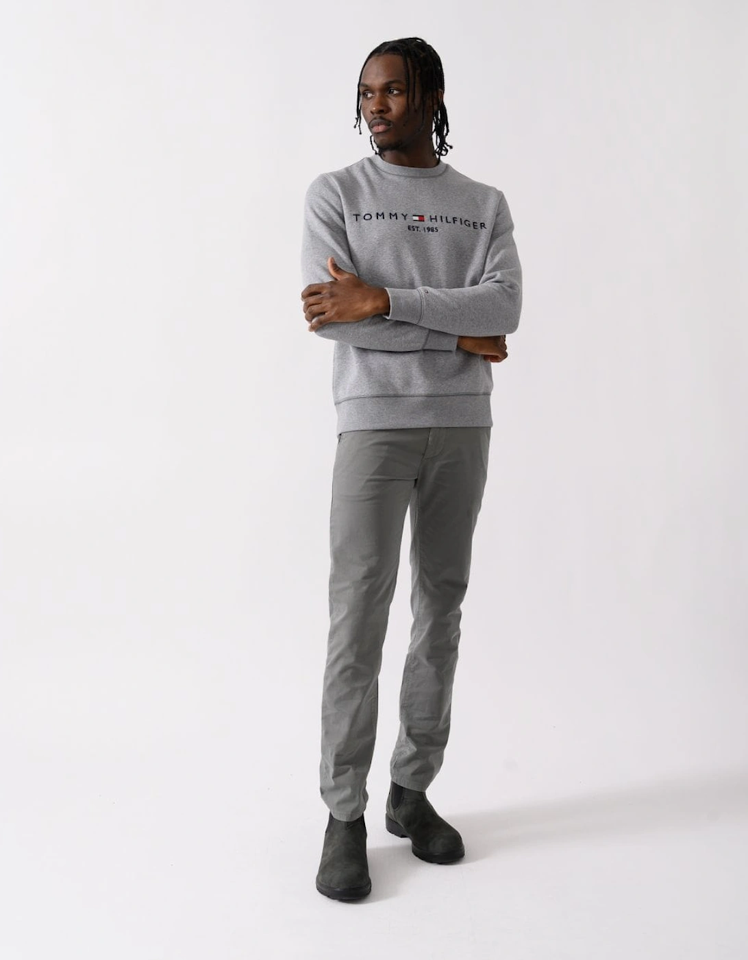 Tommy Logo Mens Sweatshirt - Medium Grey Heather