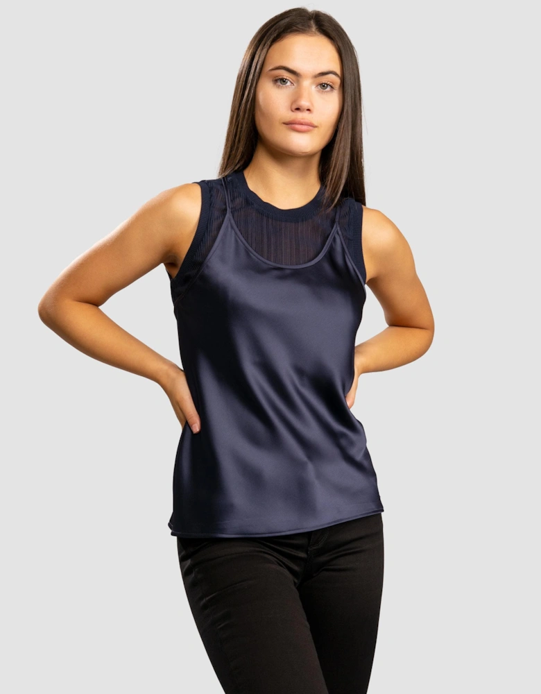 Womens Layered Satin Blouse