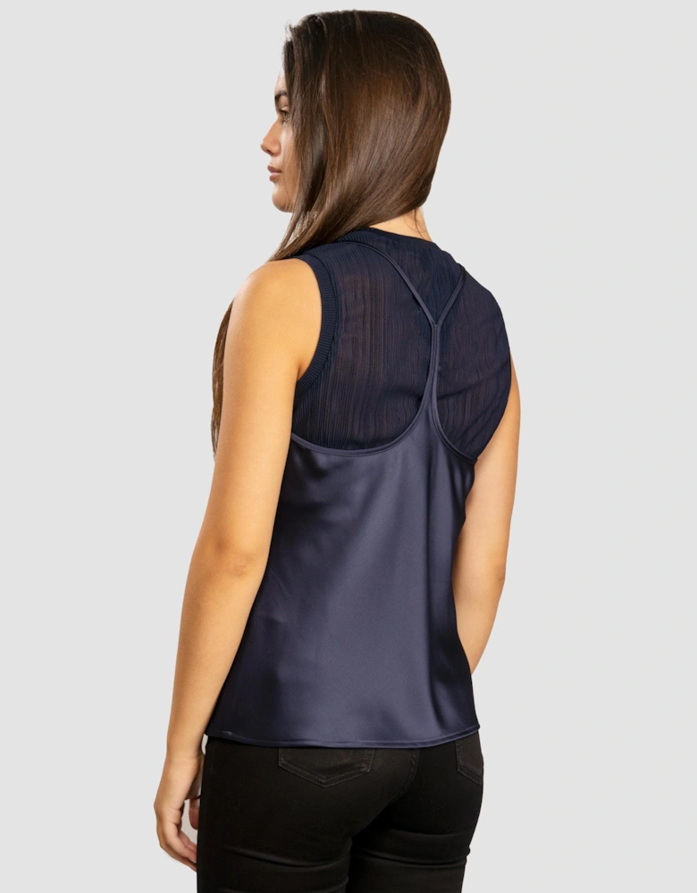 Womens Layered Satin Blouse