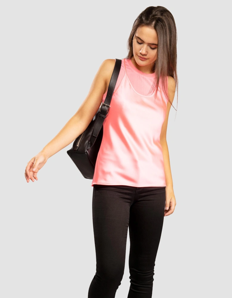 Womens Layered Satin Blouse
