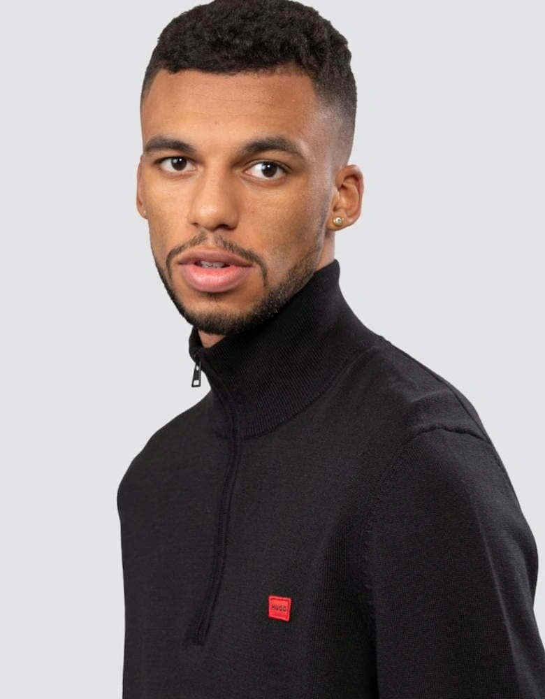 HUGO San Quintus-C Mens 1/4 Zip Pullover - Black 001