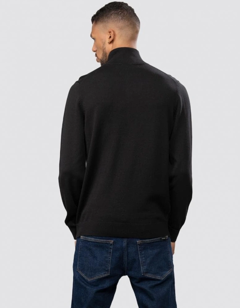 HUGO San Quintus-C Mens 1/4 Zip Pullover - Black 001