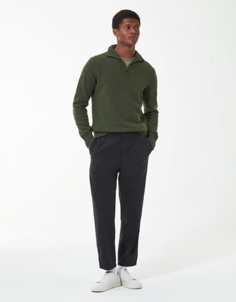 Essential Lambswool Mens Half-Zip Jumper - Mid Olive