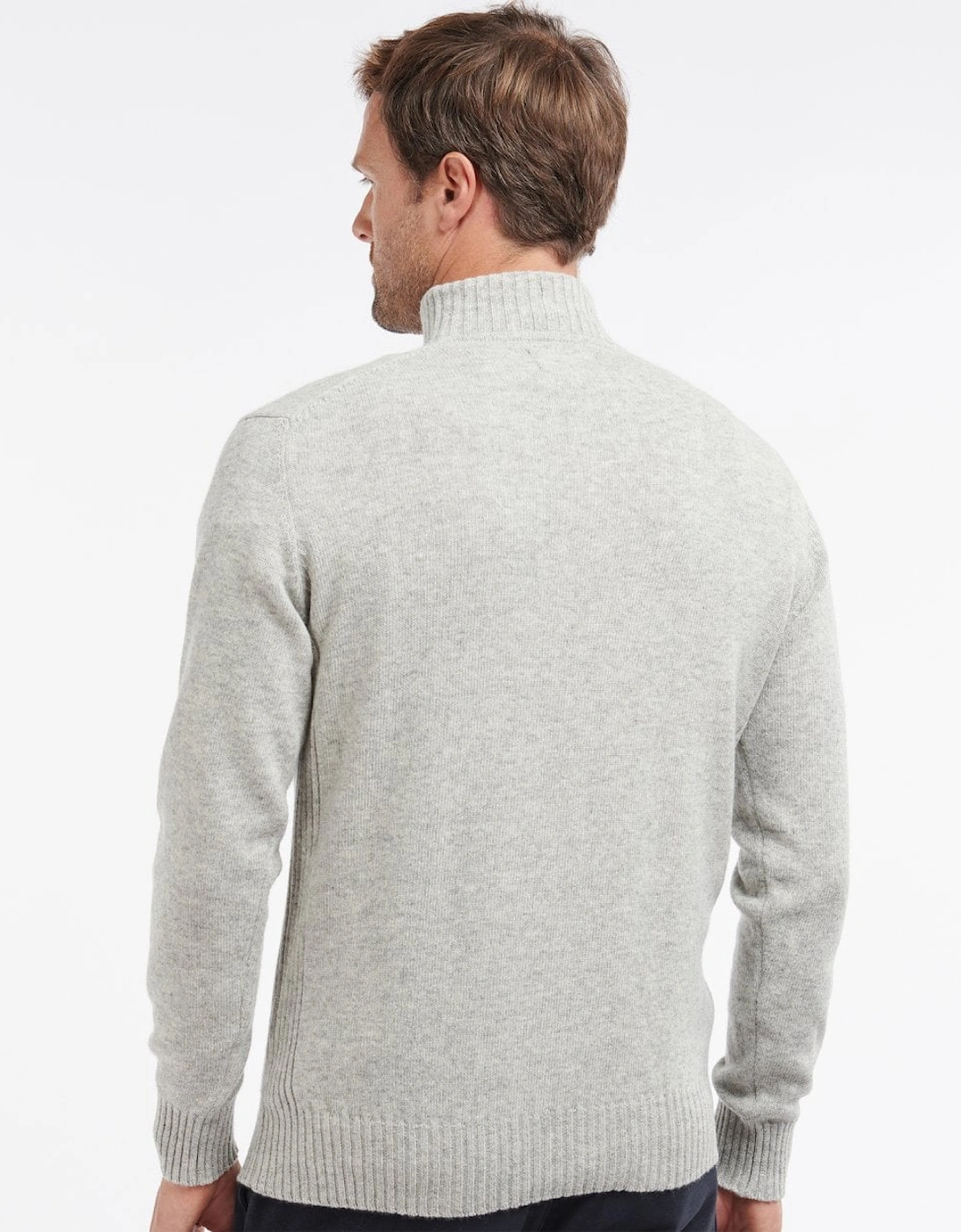 Essential Lambswool Mens Half-Zip Jumper - Light Grey Marl