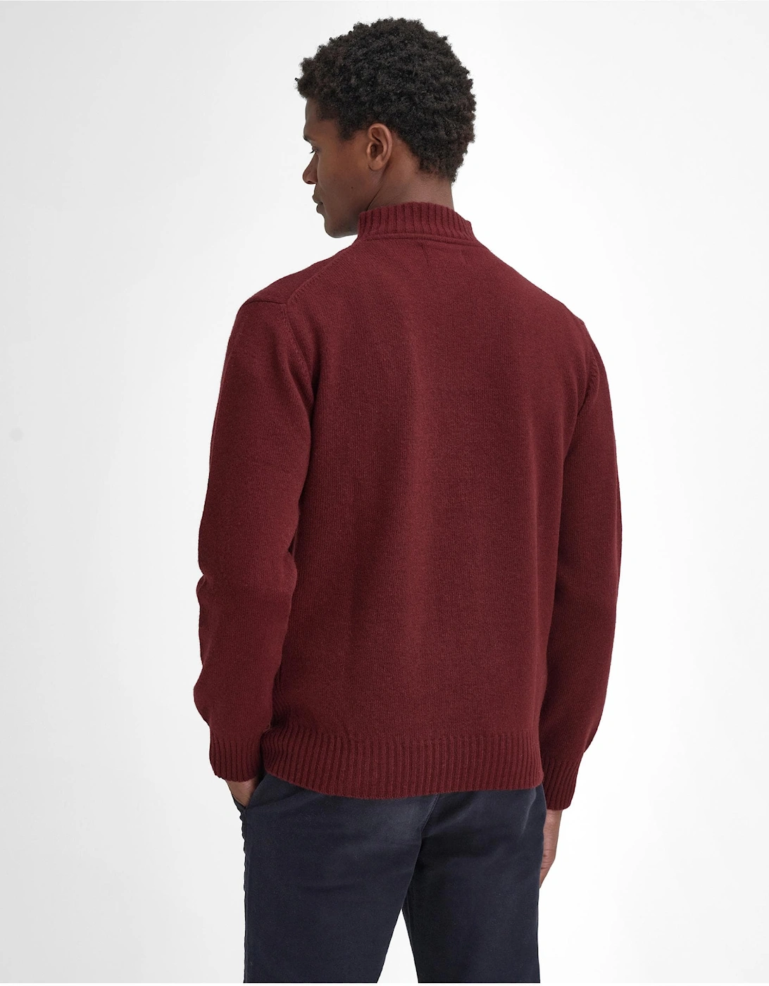 Essential Lambswool Mens Half-Zip Jumper - Ruby