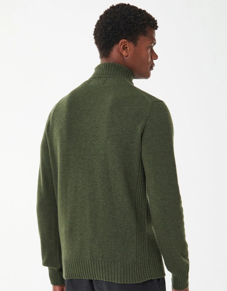 Essential Lambswool Mens Half-Zip Jumper - Mid Olive