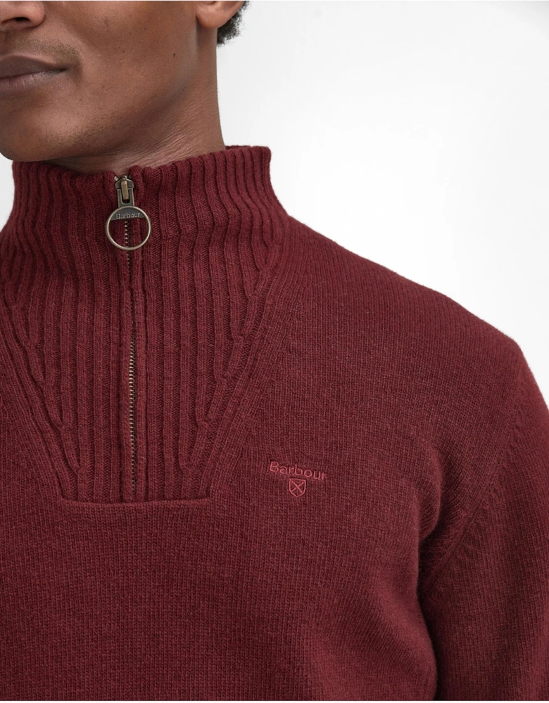 Essential Lambswool Mens Half-Zip Jumper - Ruby