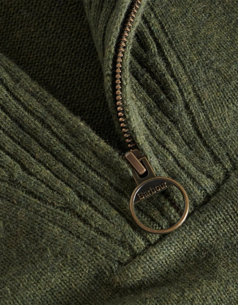 Essential Lambswool Mens Half-Zip Jumper - Mid Olive