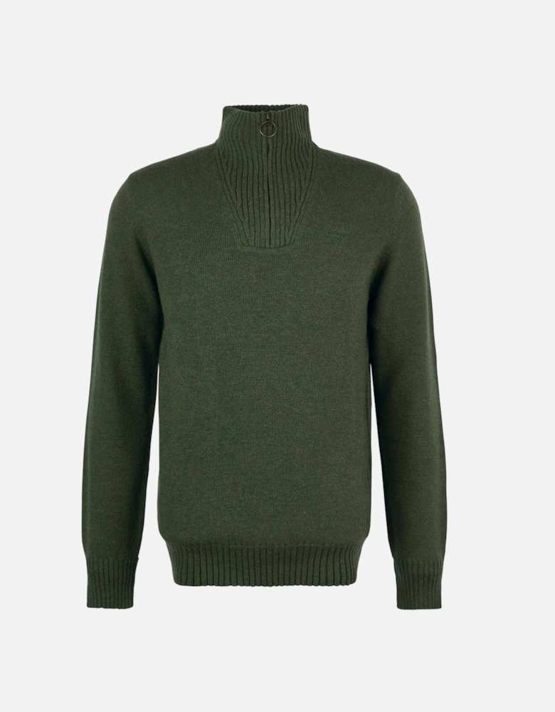 Essential Lambswool Mens Half-Zip Jumper - Mid Olive