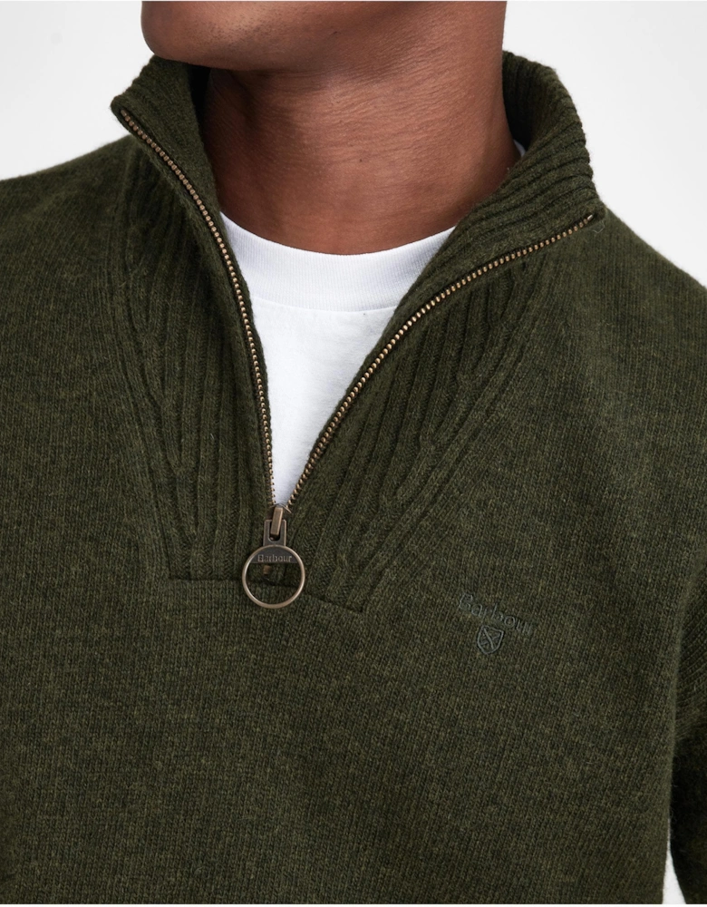 Essential Lambswool Mens Half-Zip Jumper - Seaweed