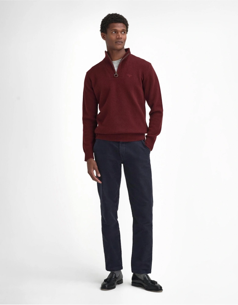 Essential Lambswool Mens Half-Zip Jumper - Ruby