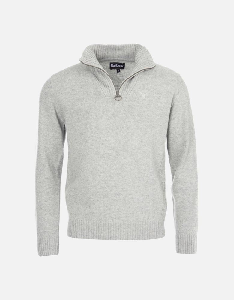 Essential Lambswool Mens Half-Zip Jumper - Light Grey Marl