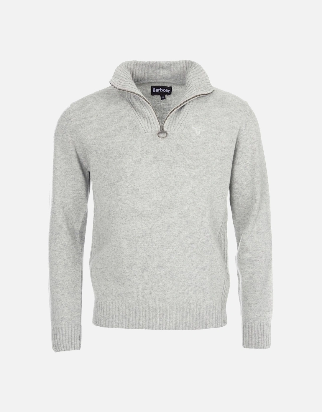 Essential Lambswool Mens Half-Zip Jumper - Light Grey Marl