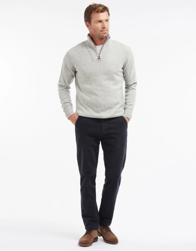 Essential Lambswool Mens Half-Zip Jumper - Light Grey Marl