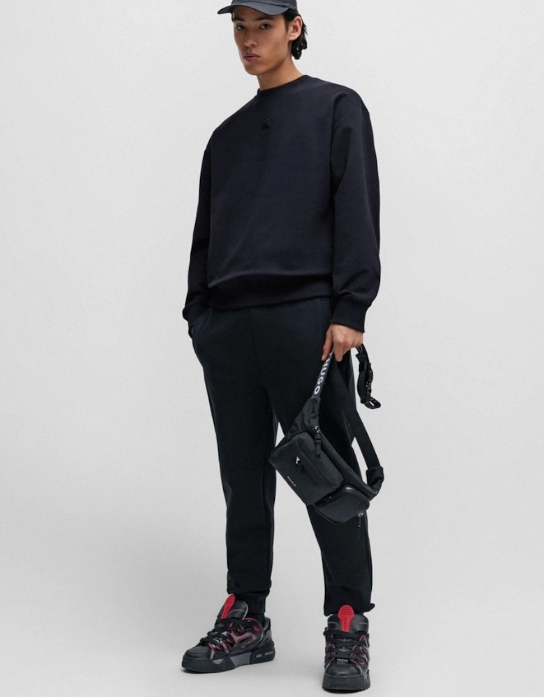 HUGO Dettil Mens Stretch-Cotton Sweatshirt with Stacked Logo