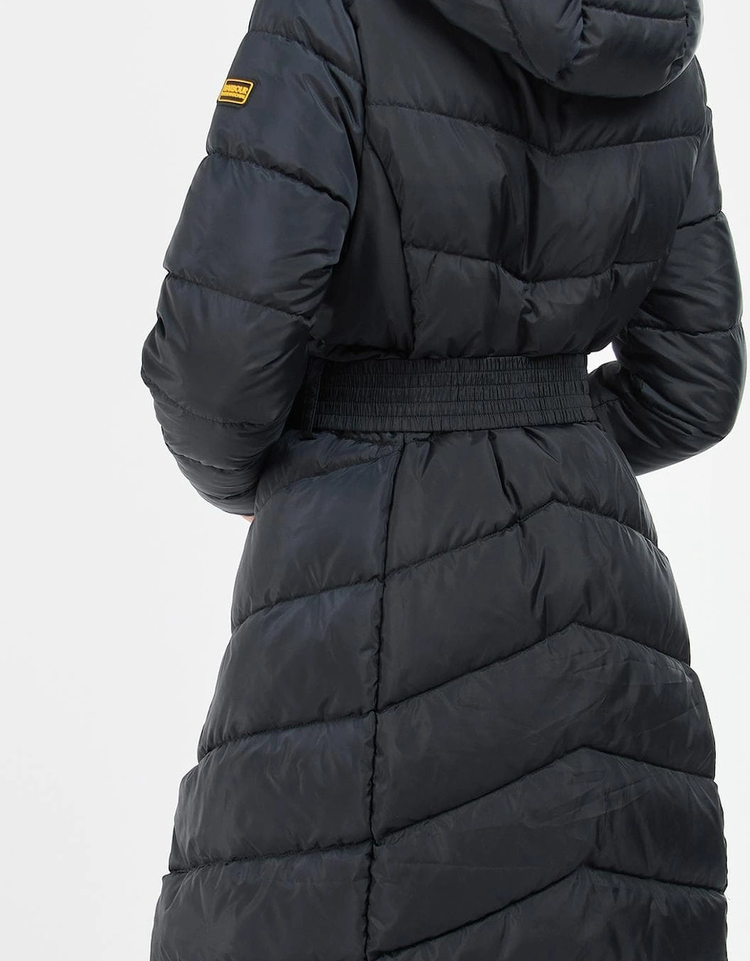 Track Line Womens Long Quilted Jacket - Black