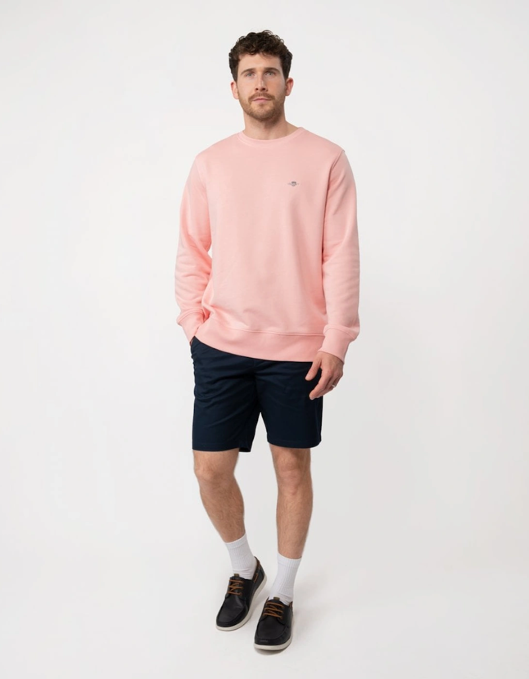 Mens Regular Fit Shield Logo Crew Neck Sweatshirt - 671 Bubblegum Pink