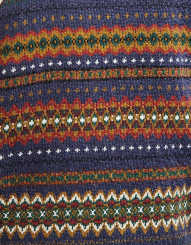Case Fairisle Mens Jumper - Navy Marl